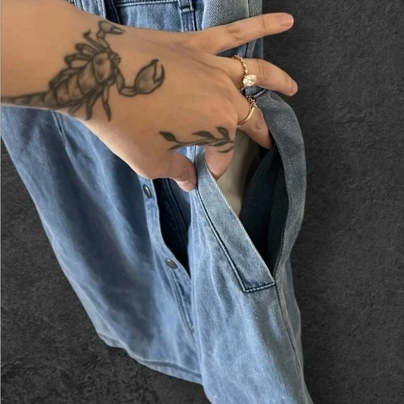 Theory Denim Blue Button-Down Dress Size 6 - Picture 7 of 13